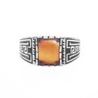 Image 3 of Silver ring with orange zirconia and Maori pattern
