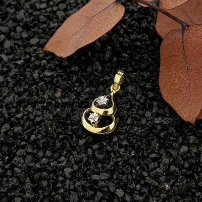 Image 2 of Golden fantasy pendant with diamond | 0.01 ct.