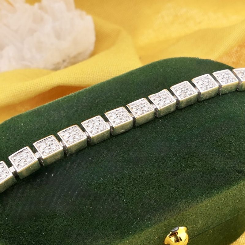 Image 7 of White gold link bracelet with diamond; 0.68 ct.