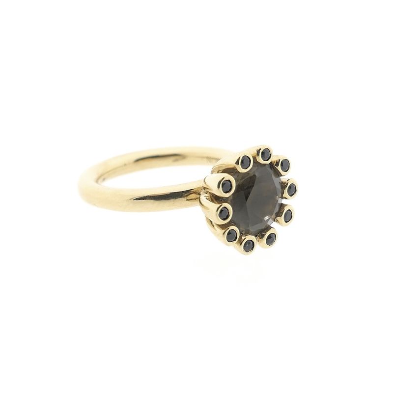 Image 4 of Gold 'Sprite' ring with smoky quartz and sapphire | SOURCE (copy)