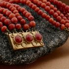 Image 3 of Antique red coral beaded bracelet with gold clasp.