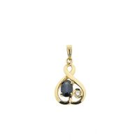Gold pendant with sapphire and diamond | 0.02 ct.
