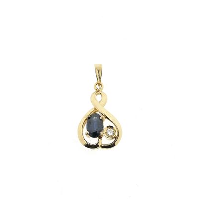 Image 1 of Gold pendant with sapphire and diamond | 0.02 ct.