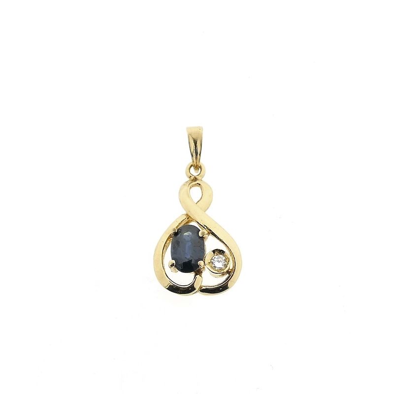 Image 1 of Gold pendant with sapphire and diamond | 0.02 ct.