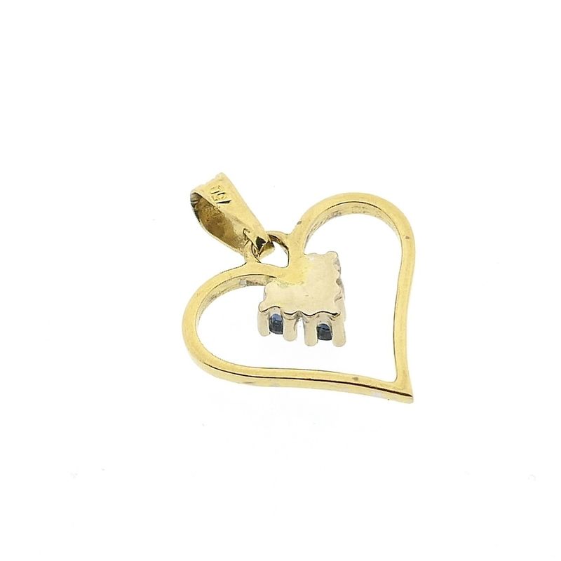 Image 6 of 18 carat gold heart pendant with sapphire