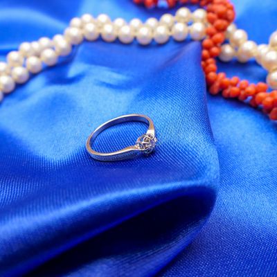 White gold solitaire ring with 0.06 ct diamond. Image 2 of White gold solitaire ring with 0.06 ct diamond.