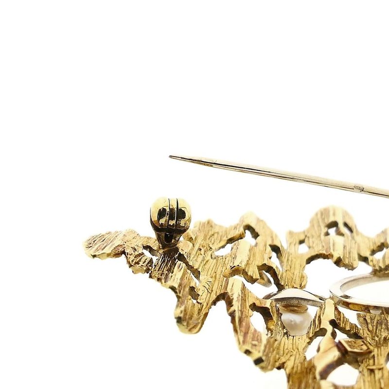 Afbeelding 6 van Bicolor gouden broche met parel