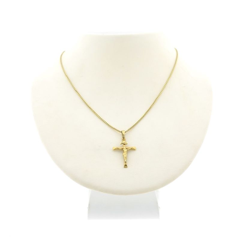 Image 3 of Gold pendant of cross with corpus | INRI