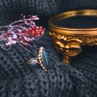 Image 2 of 18-karat gold women's ring with malachite and diamonds | 0.04 ct.