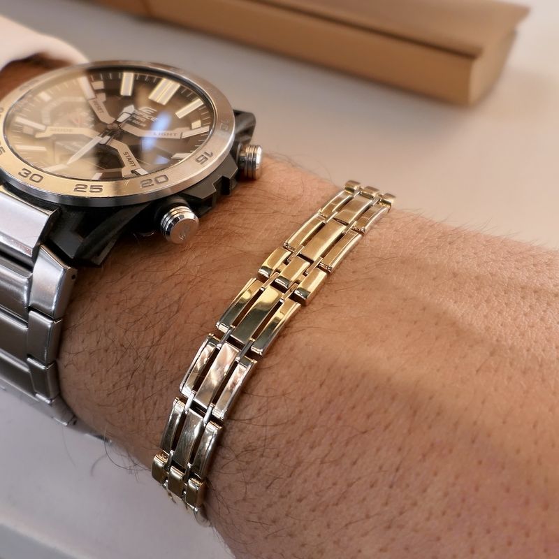 Image 11 of Bicolor gold fantasy link bracelet.