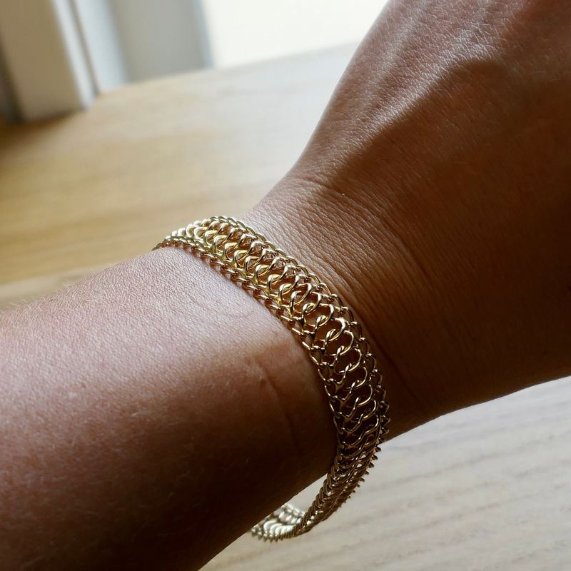 Afbeelding 10 van Vintage gouden fantasie schakelarmband | 20,5 cm