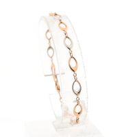 Bicolor gouden fantasie schakelarmband | 19 cm