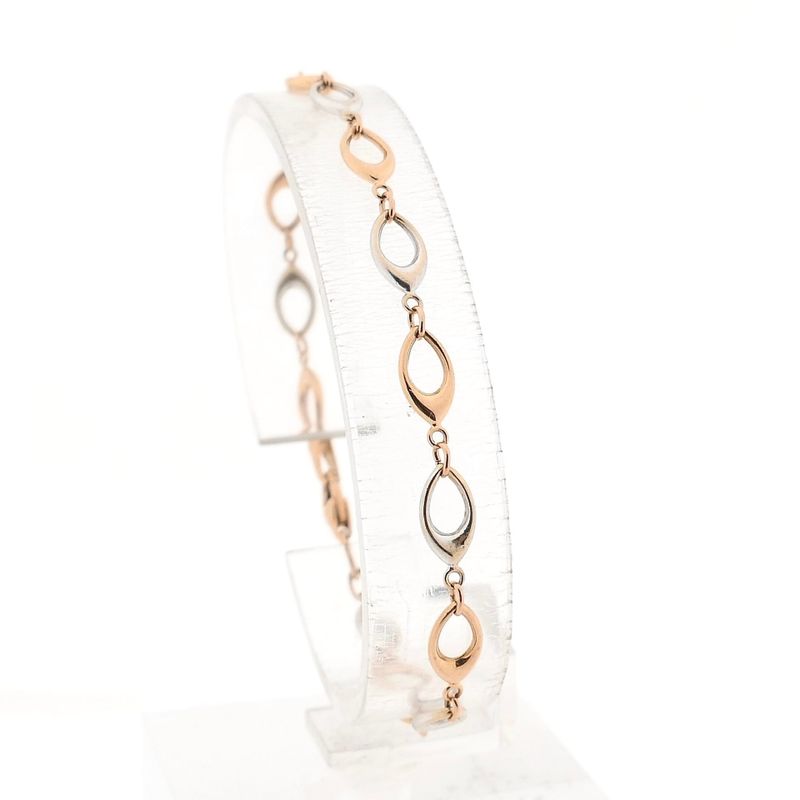 Afbeelding 1 van Bicolor gouden fantasie schakelarmband | 19 cm