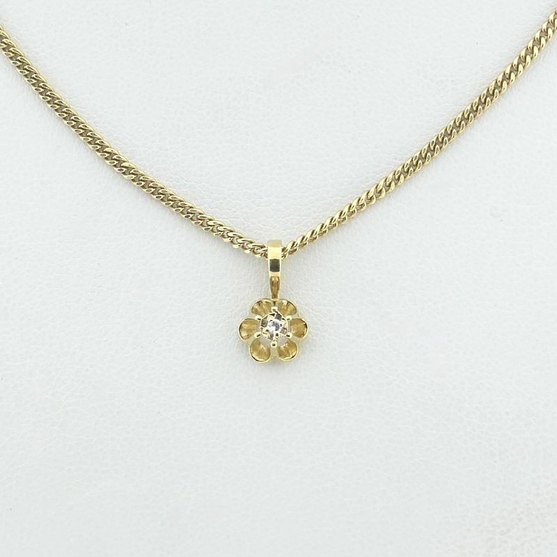 Image 5 of Gold minimalist pendant with diamond; 0.01 ct.