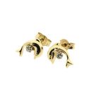 Image 6 of Gold dolphin stud earrings with zirconia