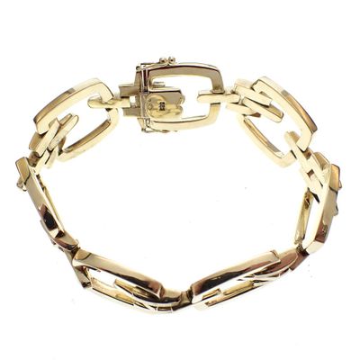 Gold wide link bracelet; 20 cm Image 2 of Gold wide link bracelet; 20 cm