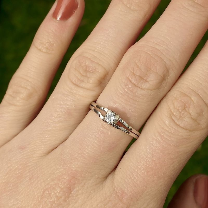 Image 3 of White gold solitaire ring with diamond | 0.15 ct.