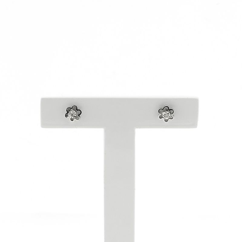 Image 1 of White gold stud earrings with diamond | 0.02 ct.