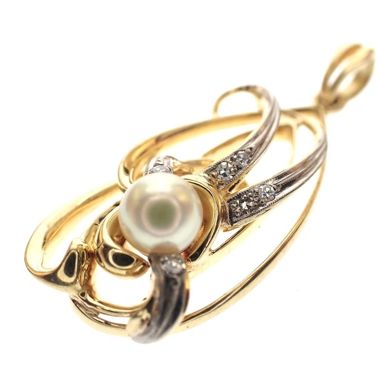Image 4 of Two-tone gold fantasy pendant with pearl and diamond