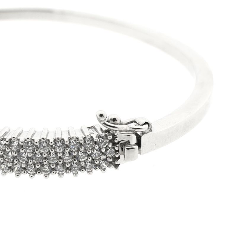 Image 5 of White gold bangle with a cluster of zirconia; Size M/L