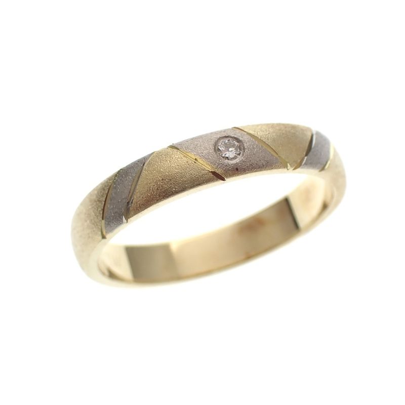 Image 1 of Two-tone gold matte ring with diamond; 0.02 ct.