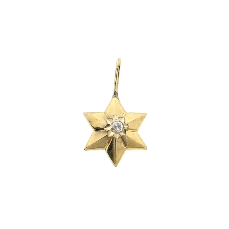 Image 1 of Gold subtle star pendant with diamond | 0.035 ct.