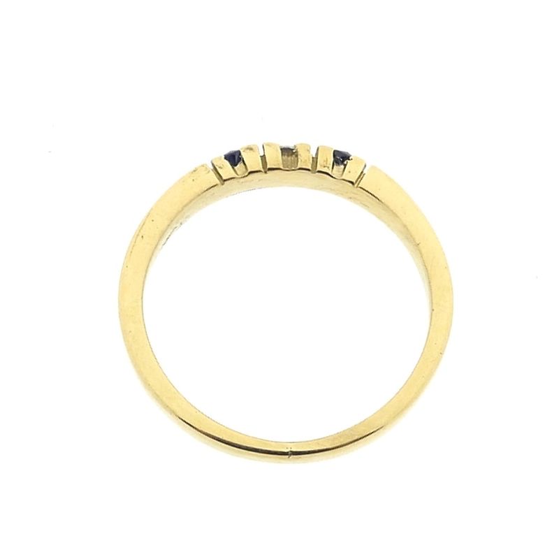 Image 3 of Gold ring with sapphire and diamond; 0.07 ct.