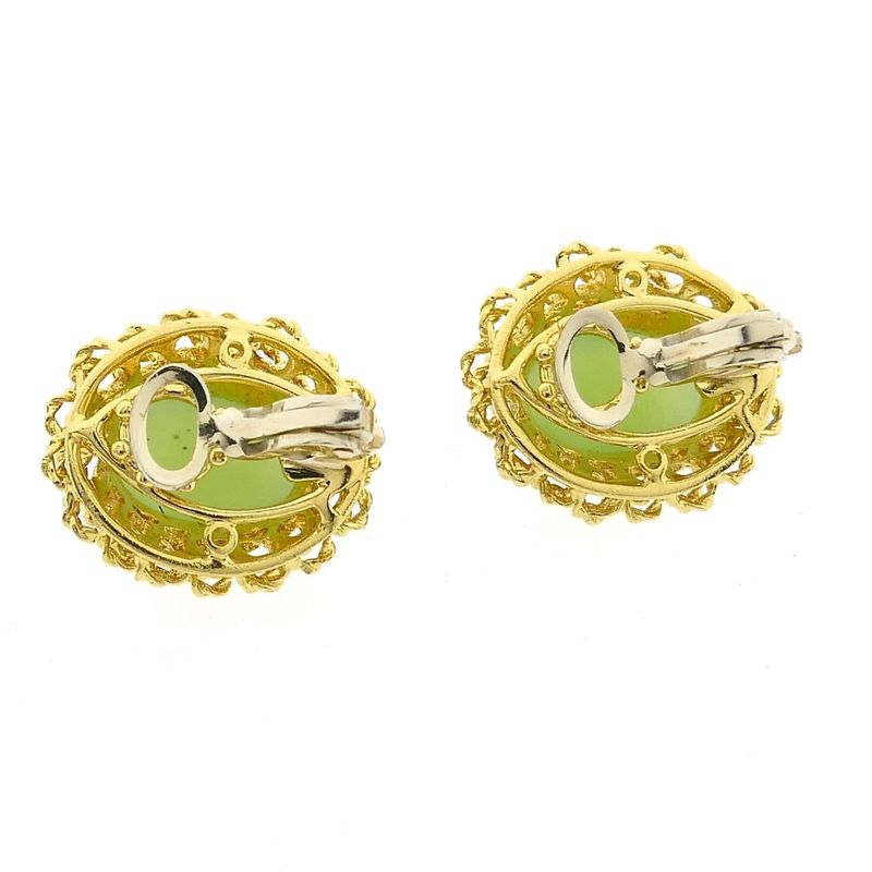 Image 10 of 18 Krt. Gold Clip-On Earrings with Chrysoprase
