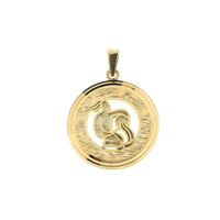 Gold zodiac sign pendant; Aquarius