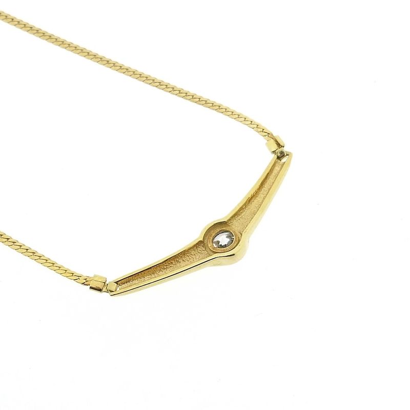Image 8 of Gold flat gourmet link necklace with zirconia