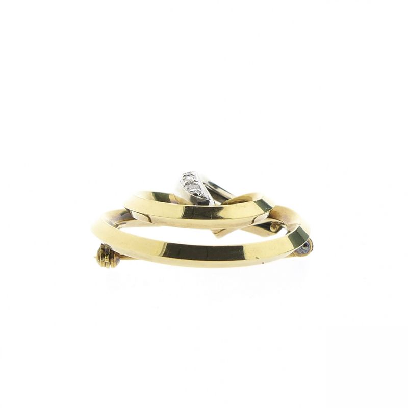 Image 3 of Vintage gold brooch with diamond; 0.14 ct.