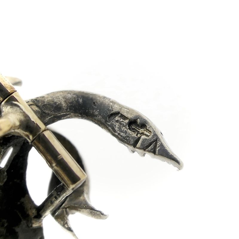 Image 5 of Silver Art Nouveau brooch set with rose-cut diamonds