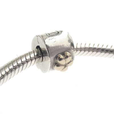 Image 2 of Pandora clip charm; Silver with gold; Golden Flower