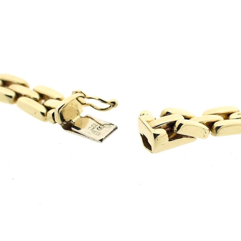 Image 5 of Gold Bismarck link necklace with diamonds; 0.15 ct.