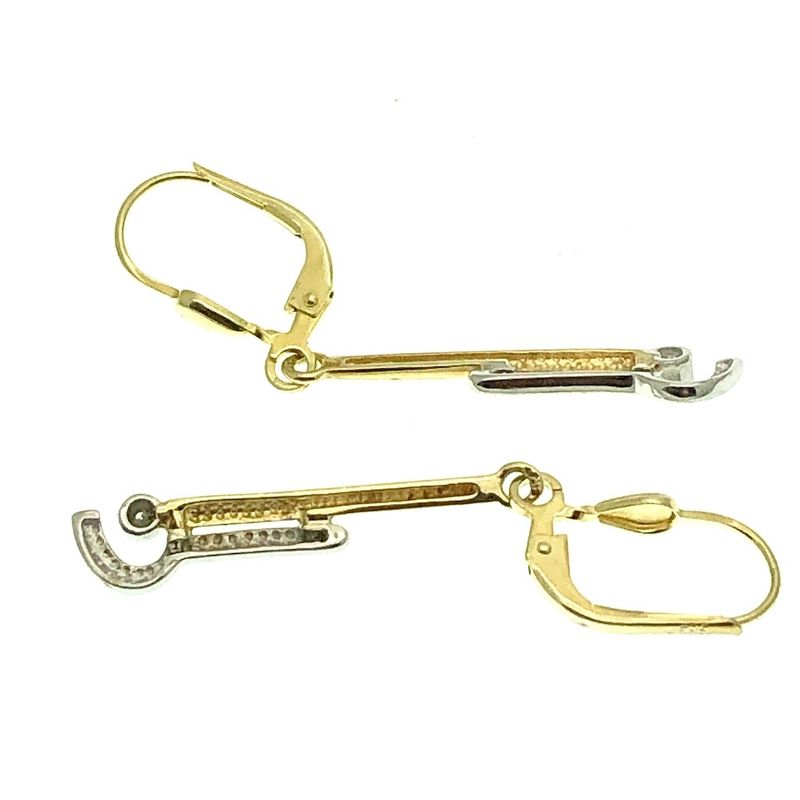 Image 4 of Two-tone gold fantasy earrings with 0.02 ct diamond.