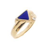 Gold ring with Lapis Lazuli and diamond; 0.005 ct.