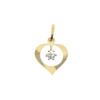 Gold pendant of a heart with zirconia