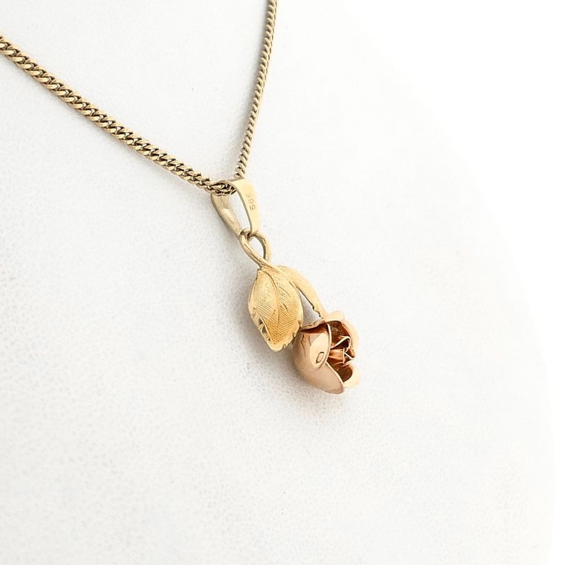 Afbeelding 7 van Bicolor gouden hanger van roos