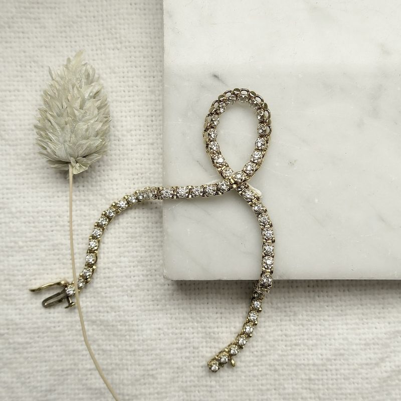 Image 2 of 18K gold tennis bracelet with diamond; 1.06 ct. | 18.5 cm