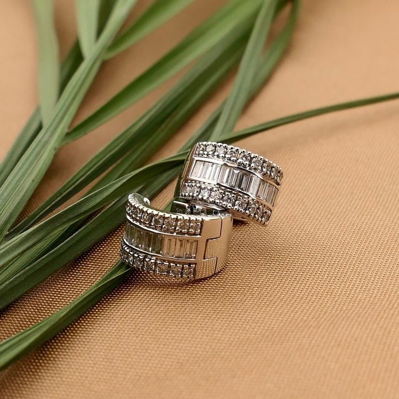 Image 2 of White Gold Tirisi Earrings with Diamonds; approx. 0.76 ct.