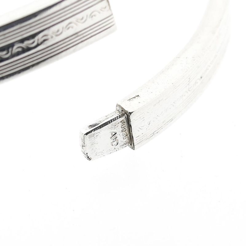 Image 6 of Silver Slave Bracelet with Pattern; Size M