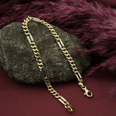 Image 2 of Two-tone gold Figaro link bracelet | 20.5 cm