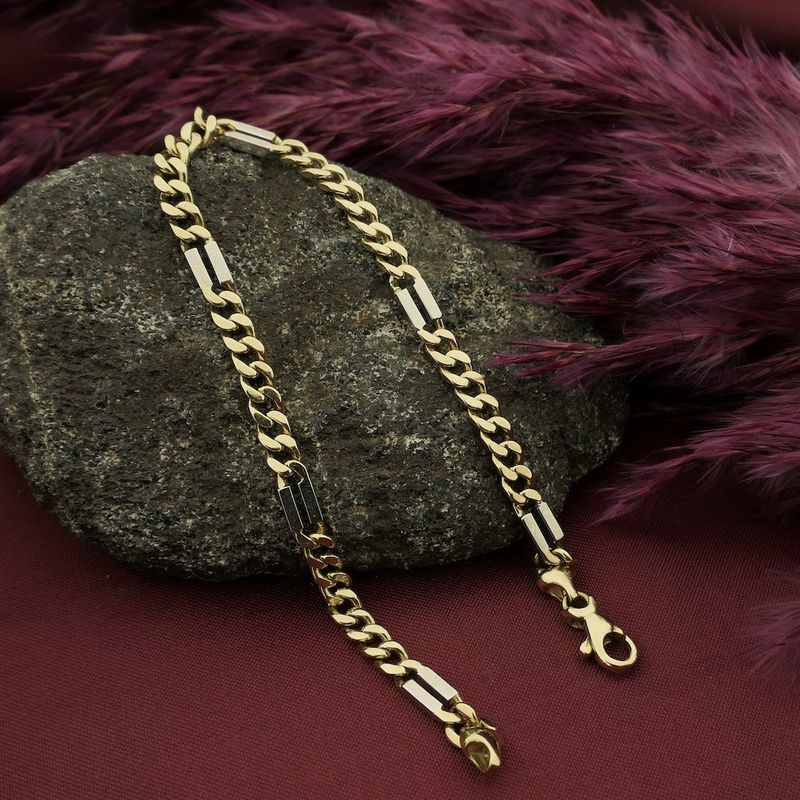 Image 2 of Two-tone gold Figaro link bracelet | 20.5 cm