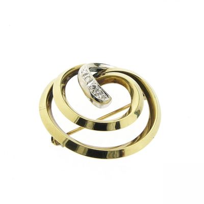 Image 2 of Vintage gold brooch with diamond; 0.14 ct.