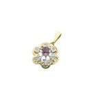 Image 11 of Two-tone gold flower pendant with ruby ​​and diamond | 0.06 ct.