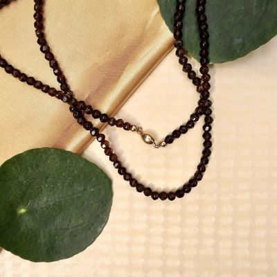 Image 2 of Glass bead necklace/saucer with gold clasp; Antique/vintage | 116 cm