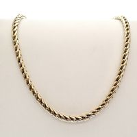 Two-tone gold braided necklace; foxtail link | 45 cm