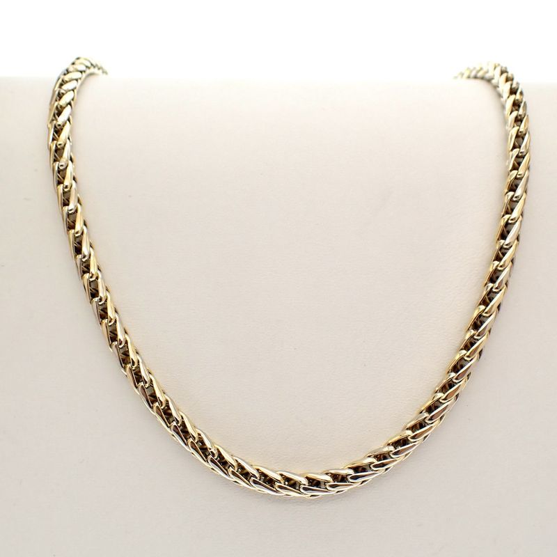 Image 1 of Two-tone gold braided necklace; foxtail link | 45 cm
