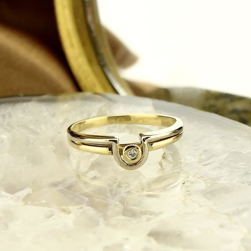Image 2 of Two-tone gold fantasy ring with diamond | 0.01 ct.