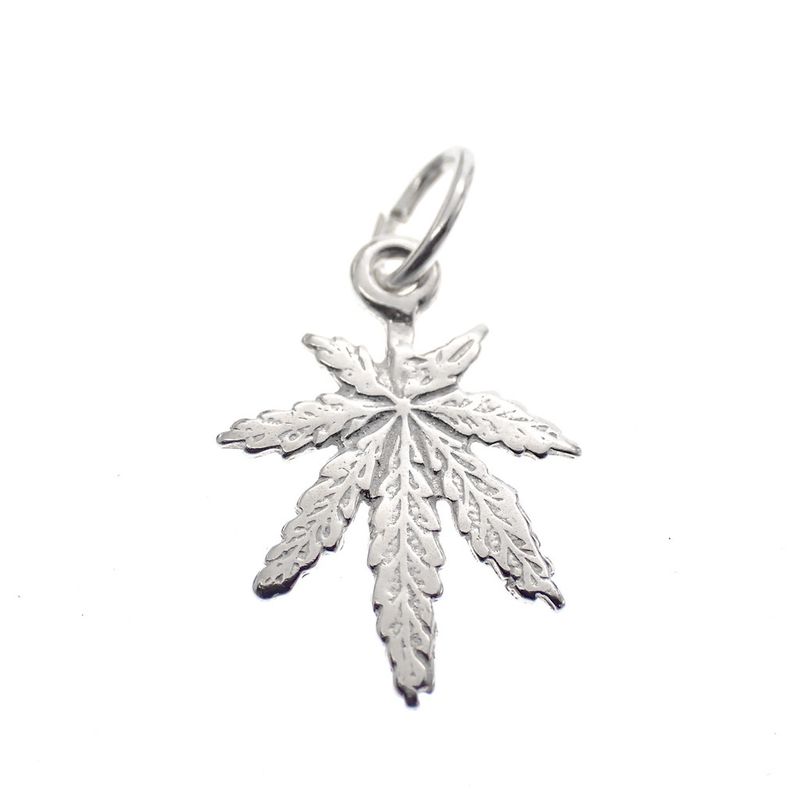 Image 1 of Silver charm; Marijuana leaf 2